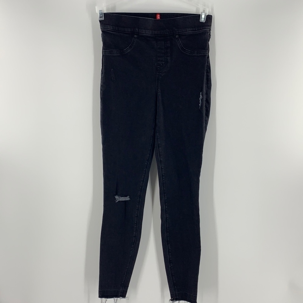 SPANX BY SARA BLAKLEY DISTRESSED ANKLE RAW HEM JEGGINGS SMALL